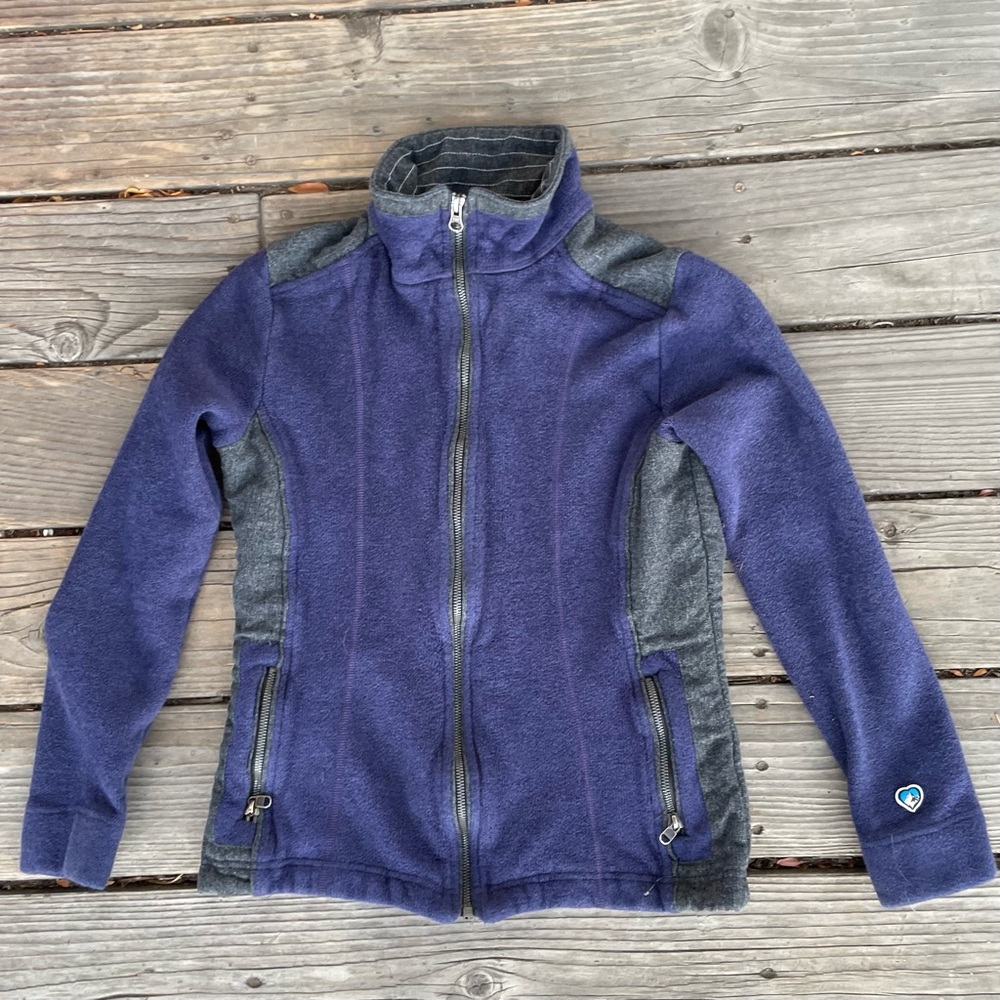 Kuhl Purple and Gray Zip-Up Fleece Jacket women’s small